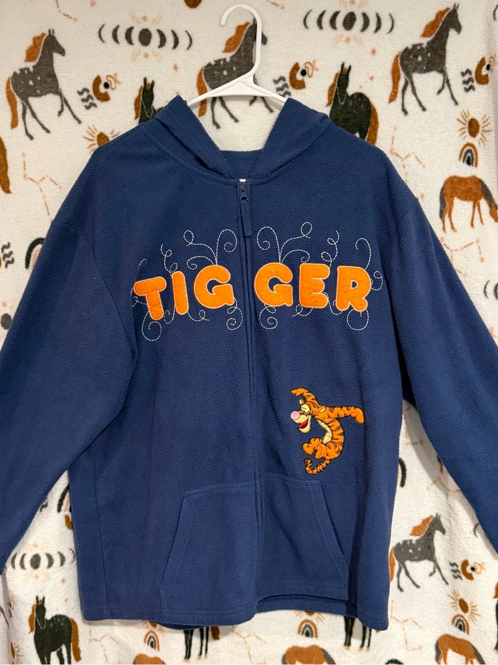 Vintage Disney Navy Tigger Zip-Up Hoodie Jacket